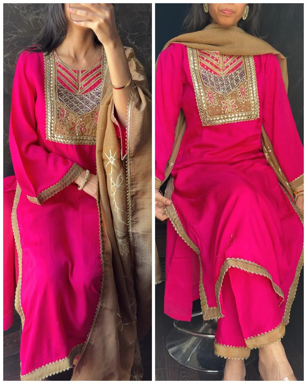 Pure Dola Silk Handwork – Hot Pink
