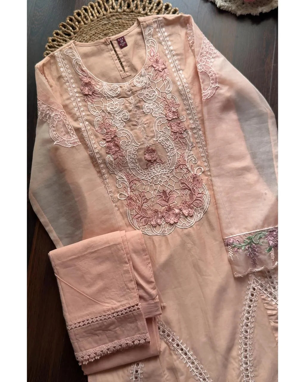 Premium Muslin Pakistani Suit -Peach