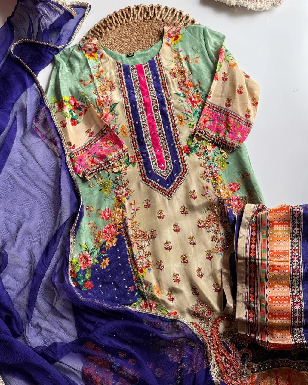 Crepe Ivory Sharara Set