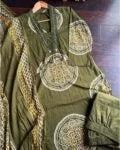 Pure Cotton Bandhej suit – Olive Green