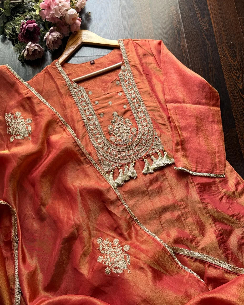 Premium Shimmer Tissue Suit-RUST