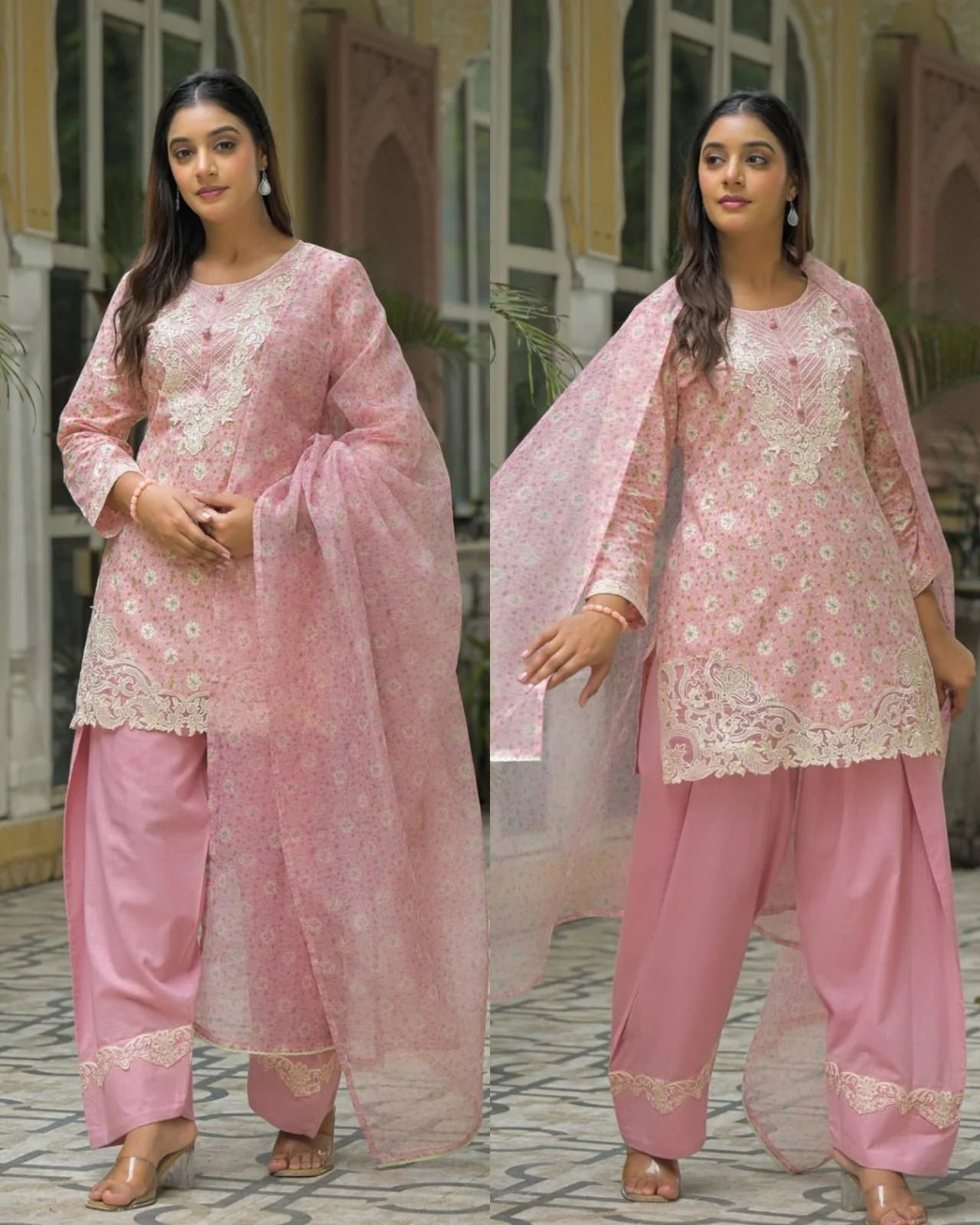 Pure Cotton Farsi Embroidered salwaar- Pink