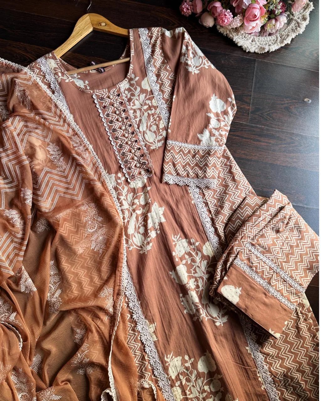 Pure Cotton Suit -Biscuit Colour