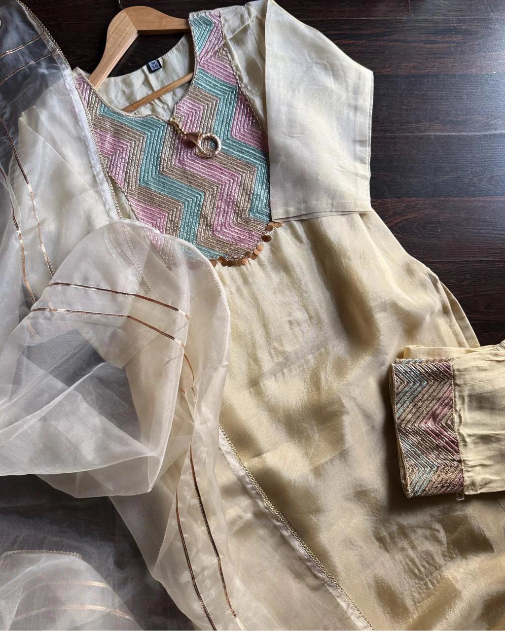 Premium Tissue Silk Suit -Uvirg Ivory