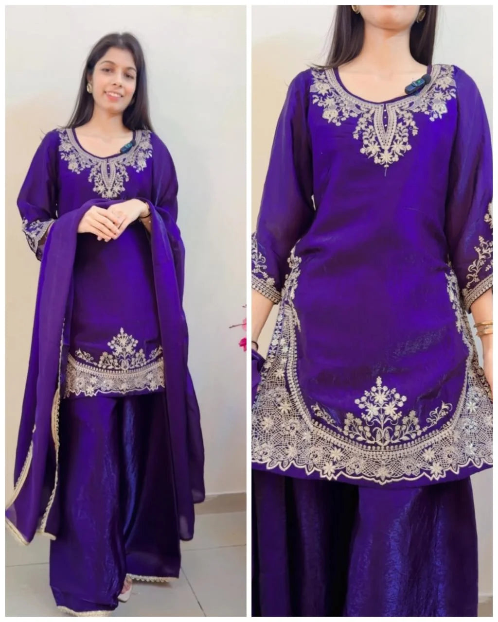 Crush Tissue Embroidered fit – Dark Purple