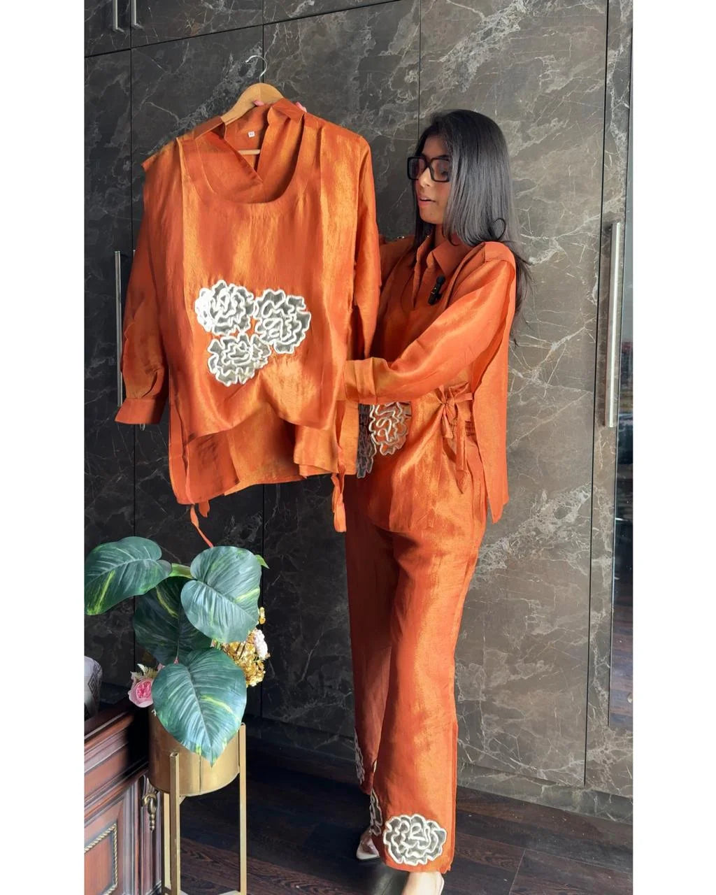 Premium Pure Tissue 3 Piece Coord – Rust