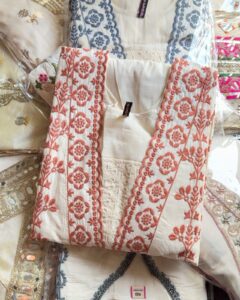 Premium Kora Cotton Embroidered Sciffli Suit – Rust Orange