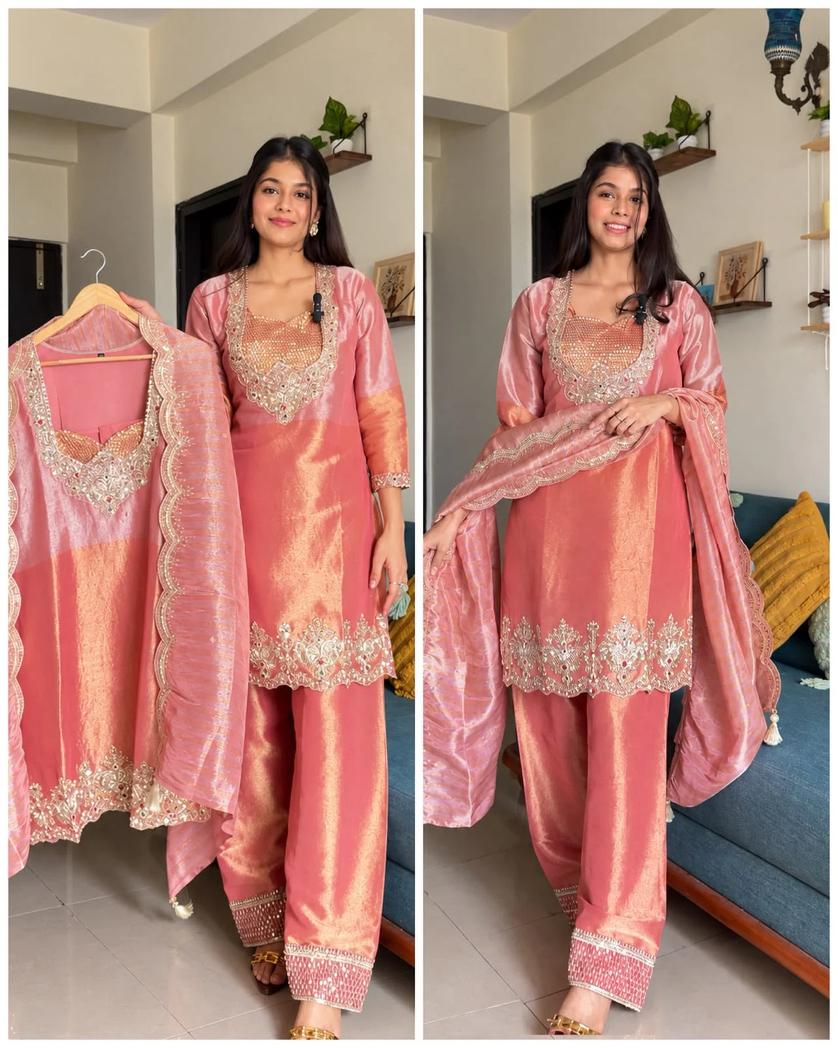 Gulabi Noor – Premium Dual-Tone Tissue Farshi Set