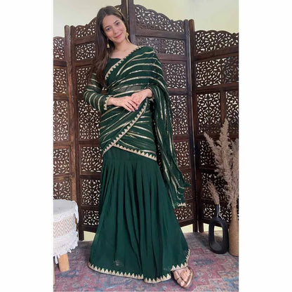 Pre-Draped Saree - Green