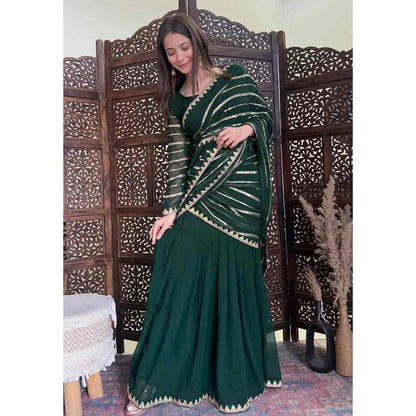 Pre-Draped Saree - Green