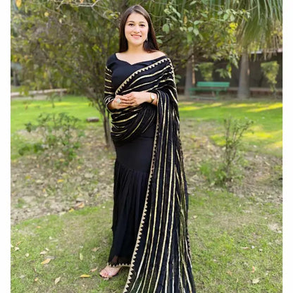 Pre-Draped Saree - Black