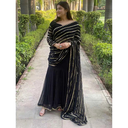 Pre-Draped Saree - Black