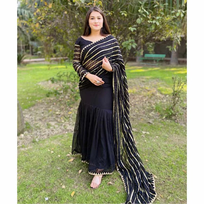 Pre-Draped Saree - Black