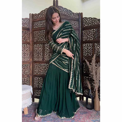 Pre-Draped Saree - Green