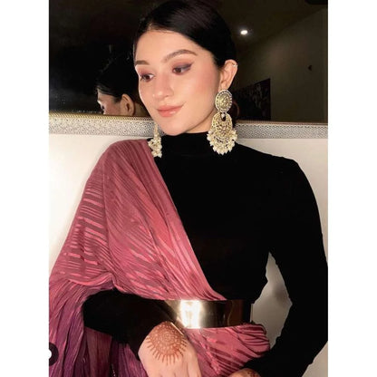 Pre Draped Saree - Wine