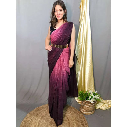 Pre Draped Saree - Wine