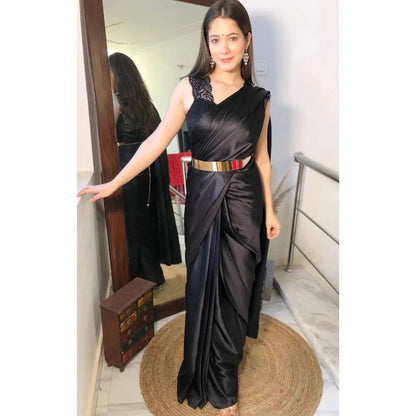 Pre Draped 1-minute Saree – Black