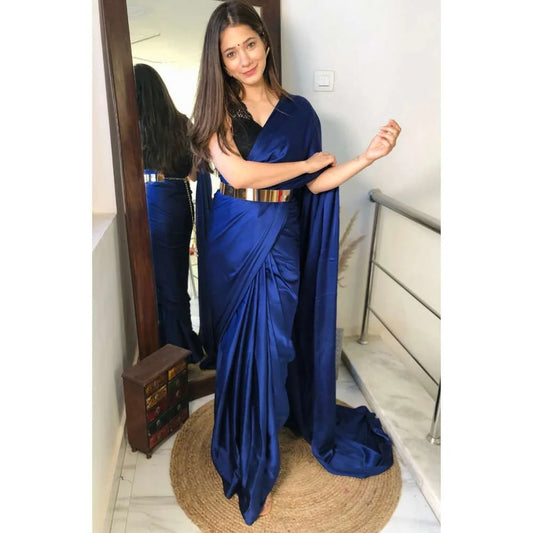 Pre Draped 1-minute Saree – Deep Blue