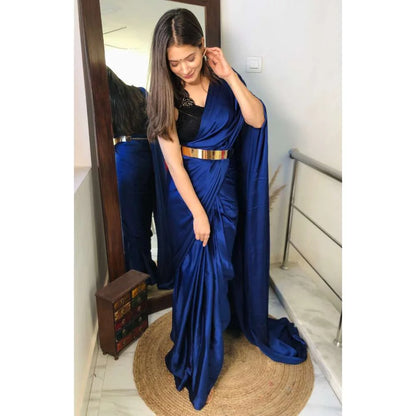 Pre Draped 1-minute Saree – Deep Blue