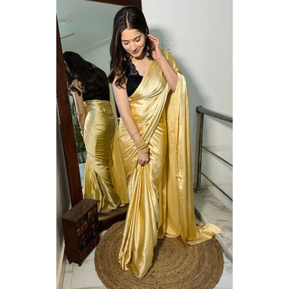 Pre Draped 1-minute Saree – Golden