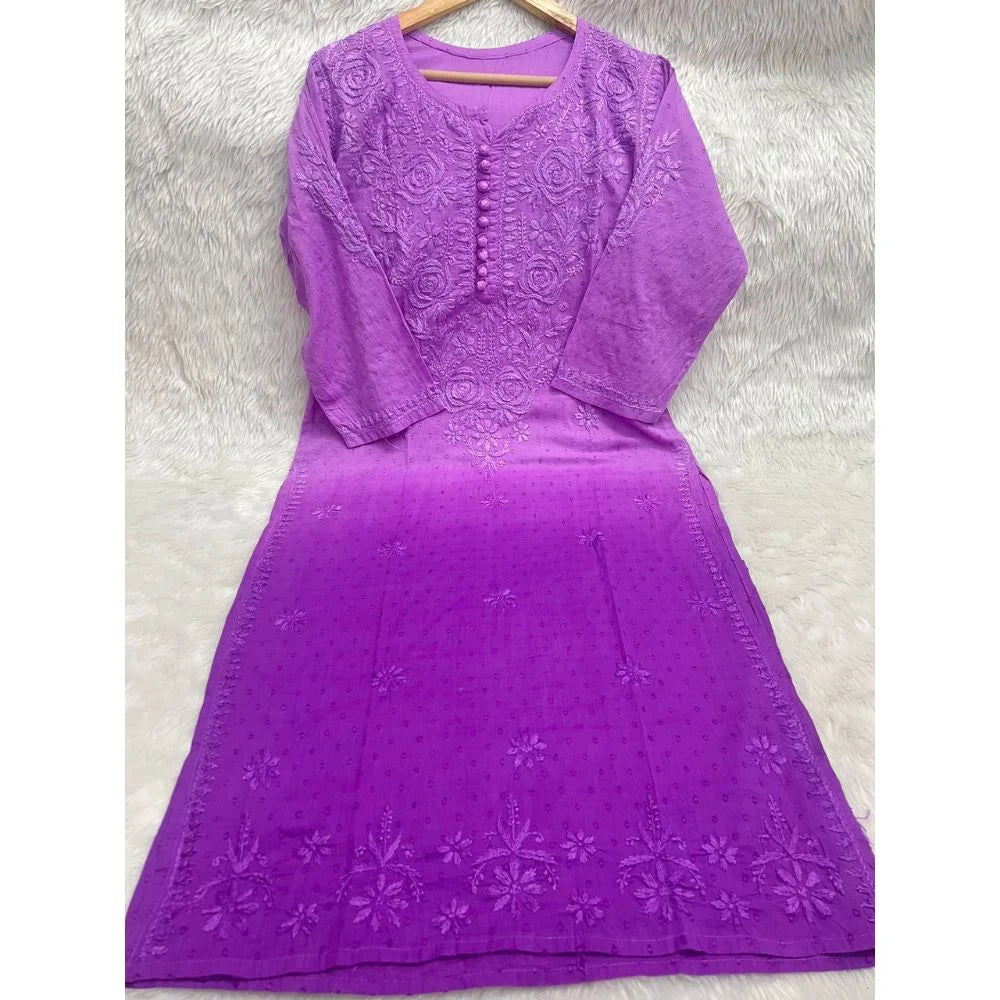 Ombre Chikankari Kurta – Lavender