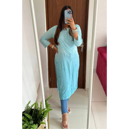 Ombre Chikankari Kurta – Turquoise