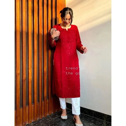 MUKAISH Work Kurtas – Red