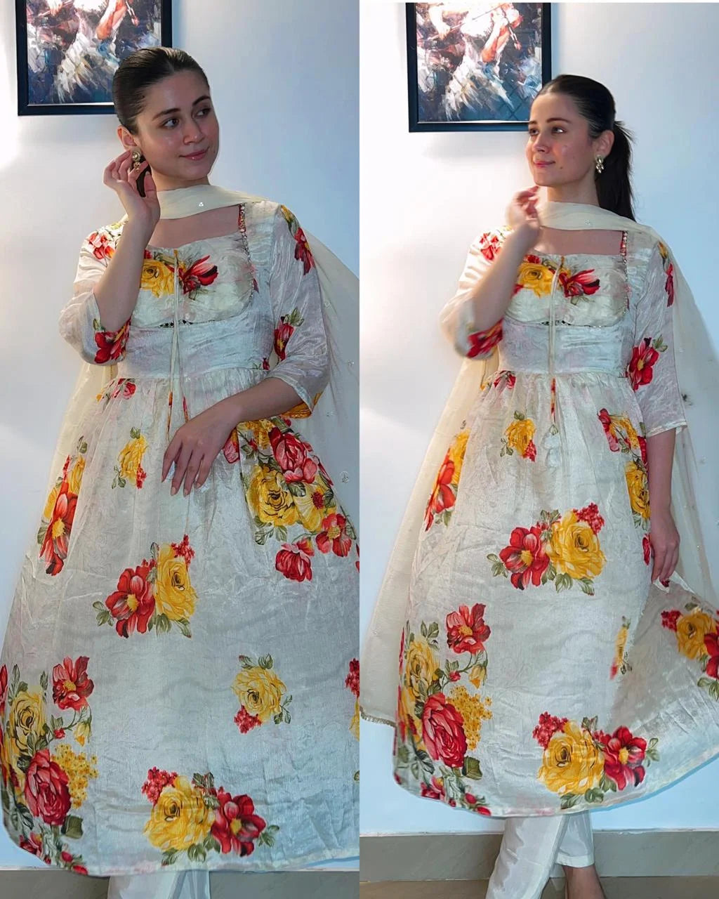 Padded Anarkali -Ivory