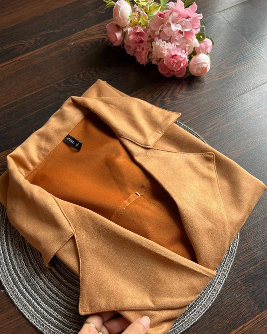 Premium Suede Coat-Tan Brown