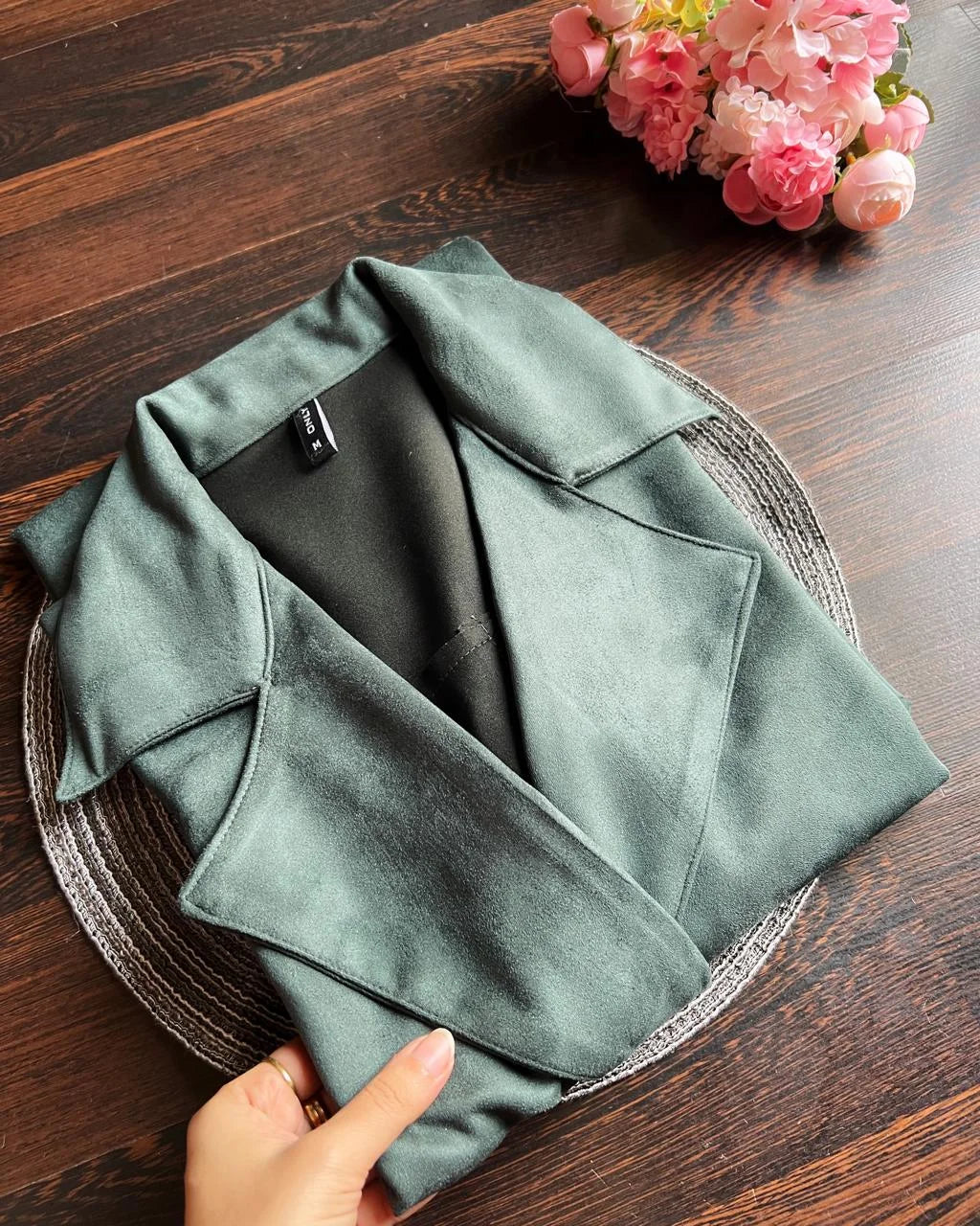 Premium Suede Coat-Sage Green