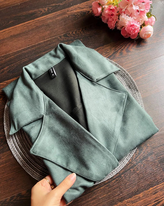 Premium Suede Coat-Sage Green