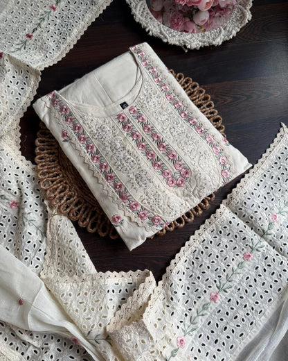 Sciffli lvory Embroidered Suit