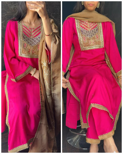 Pure Dola Silk Handwork – Hot Pink