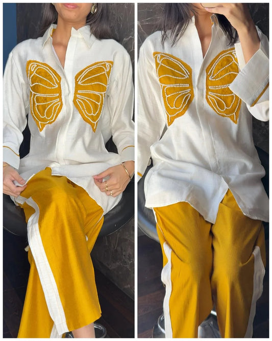 Pearl Butteryfly Cotton Flex Coord – Yellow