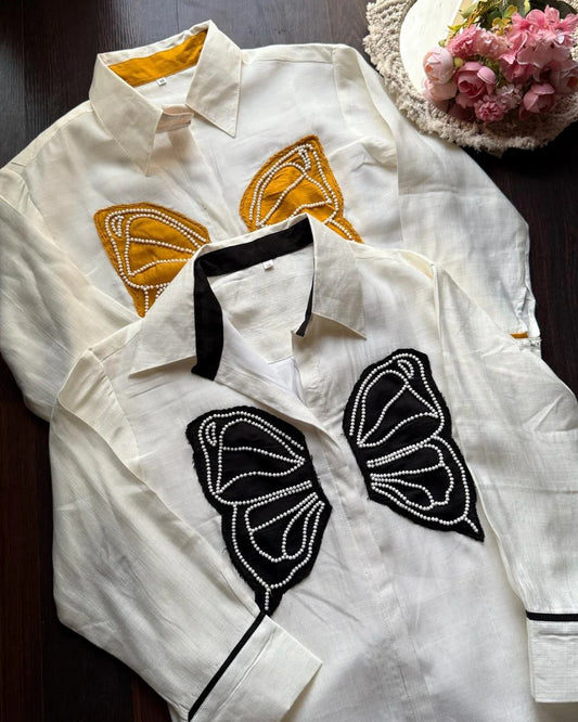 Pearl Butteryfly Cotton Flex Coord -Black