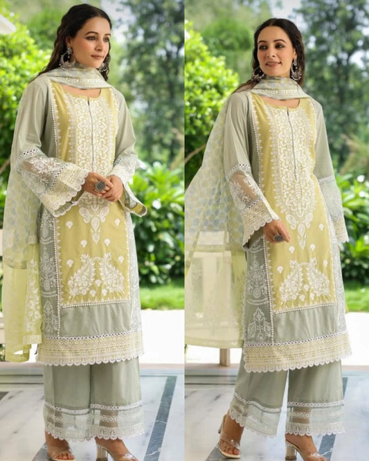 Pure Cotton Pakistani Embroidery Pastel Suit