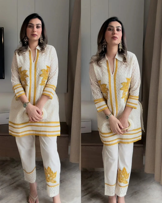 Premium Sciffli Coord Yellow