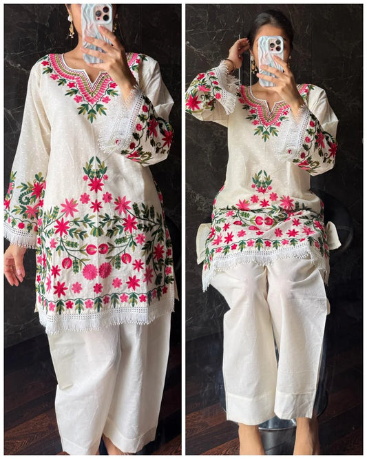 Cotton Farsi Cotton Aari Embroidery Coord