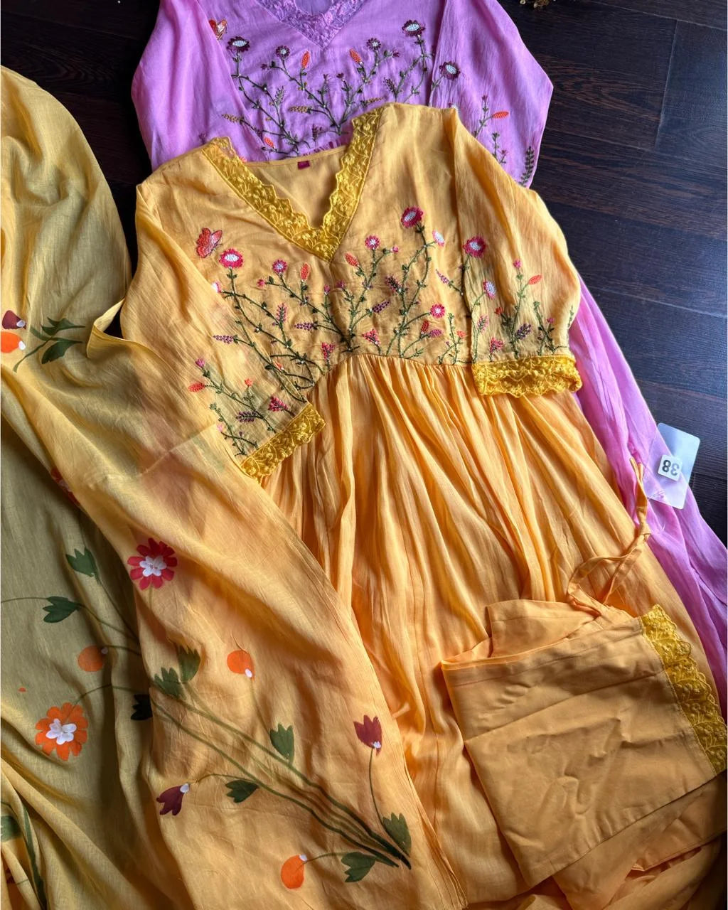 Mul Cotton Embroidered Suit – Mango Yellow