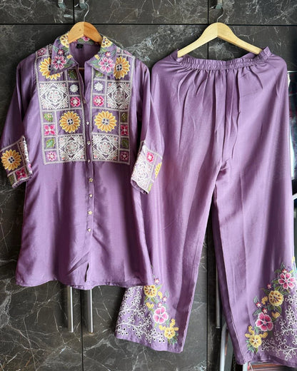Pure Chinnon Hand work Coords -Lavender