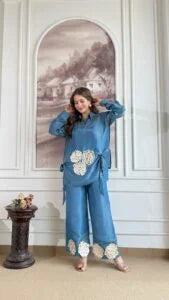 Premium Pure Tissue 3 Piece Coord – Blue