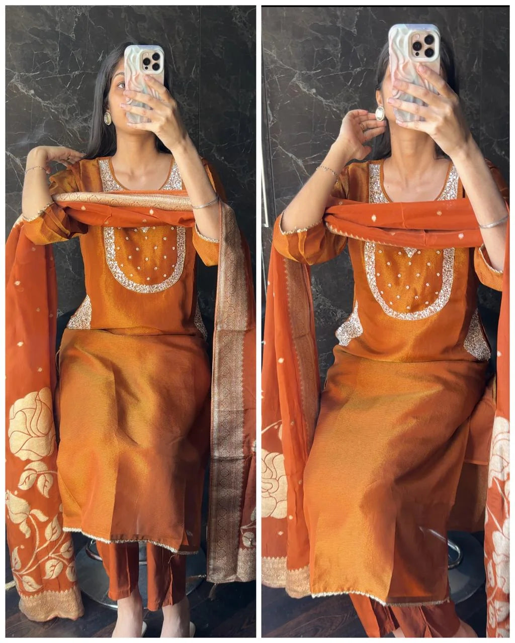 Premium pocket tissue suit – Rust Orange