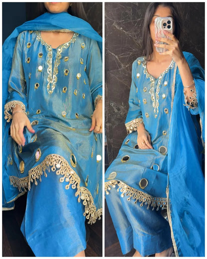 Boho Farsi Mirror Work Tissue Shimmer Suit