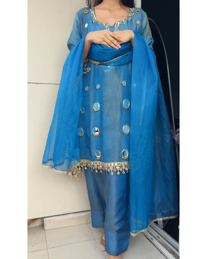 Boho Farsi Mirror Work Tissue Shimmer Suit