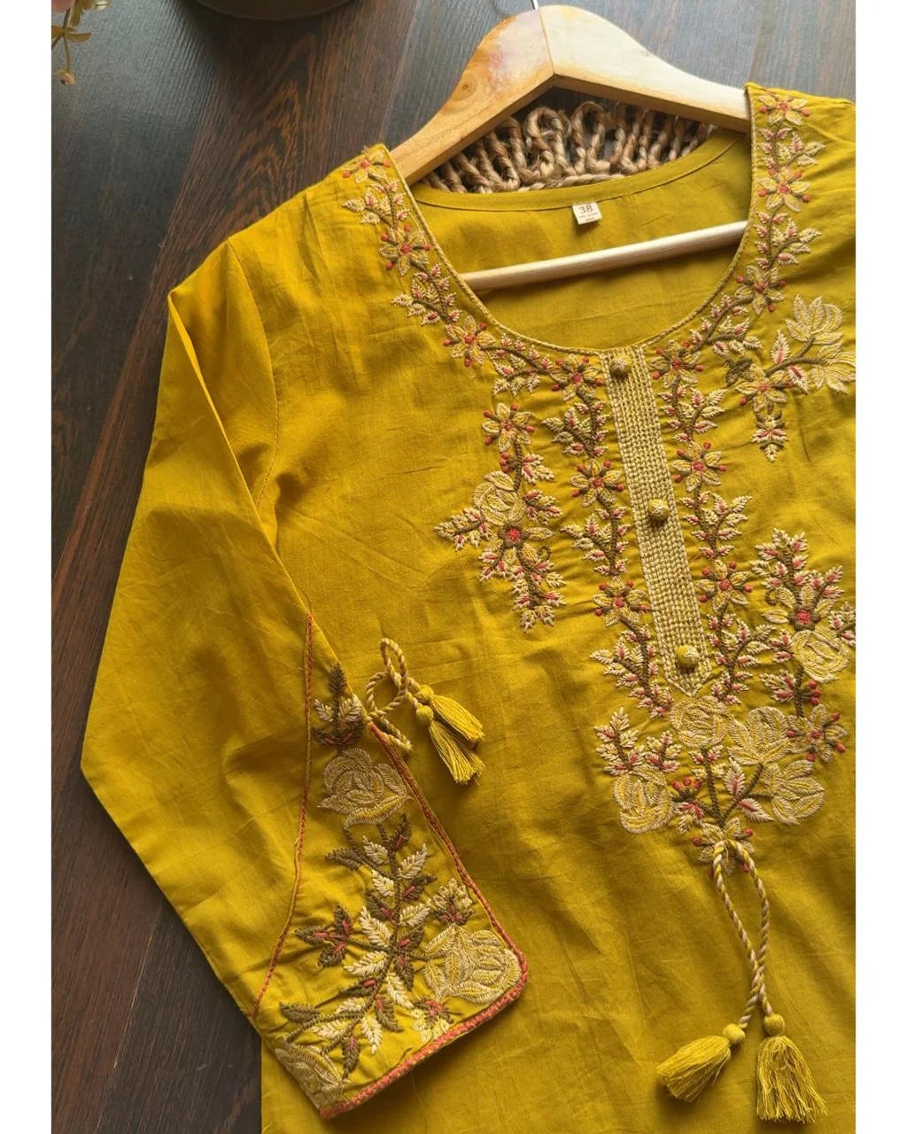 Premium cotton embroidered suit – Lime