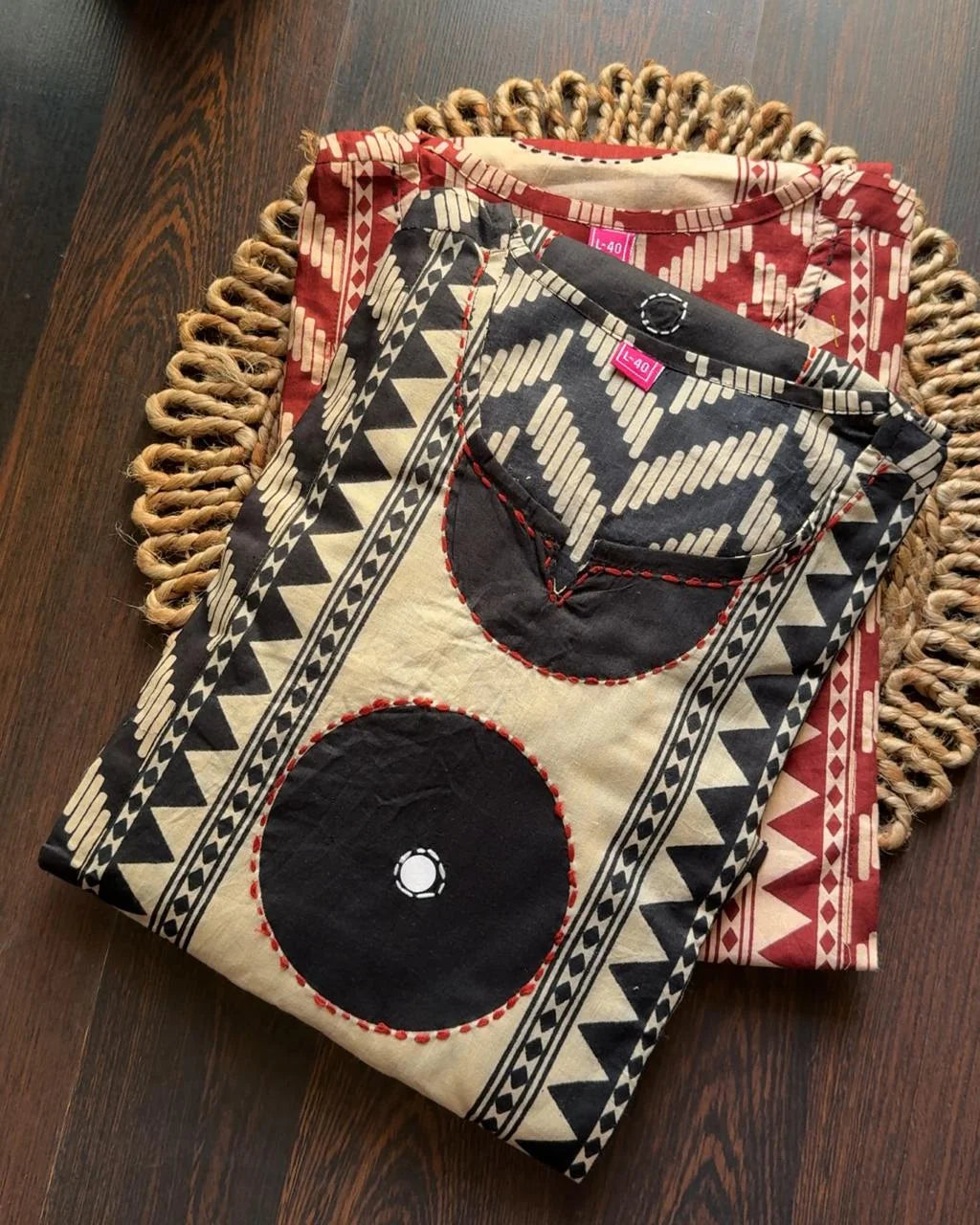 Polka Dot Viral Cotton Suit -Black