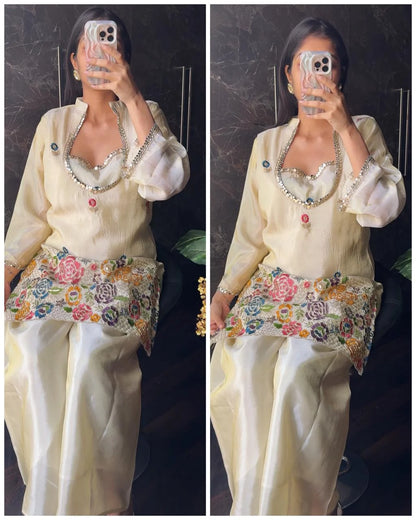 Premium Ivory Bustier with Coord – Zardoshi Set