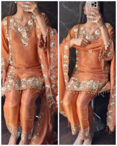 Gotta mirror Premium Crepe Tissue Suit – Peachish Orange