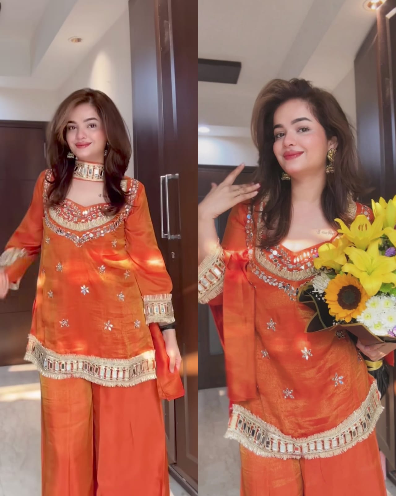 Premium Tissue 4-Piece Bustier Set –Rust Orange