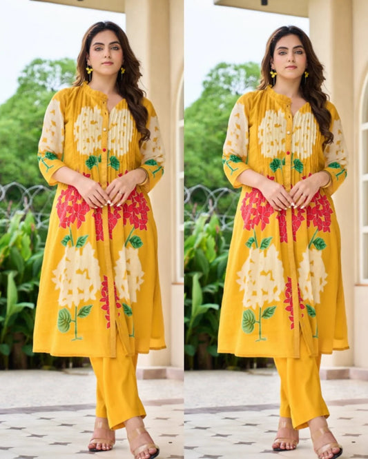 Cotton Floral Coord – Mustard